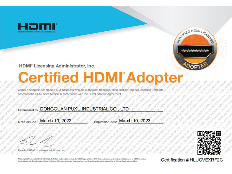 HDMI Association Certified Manufacturer